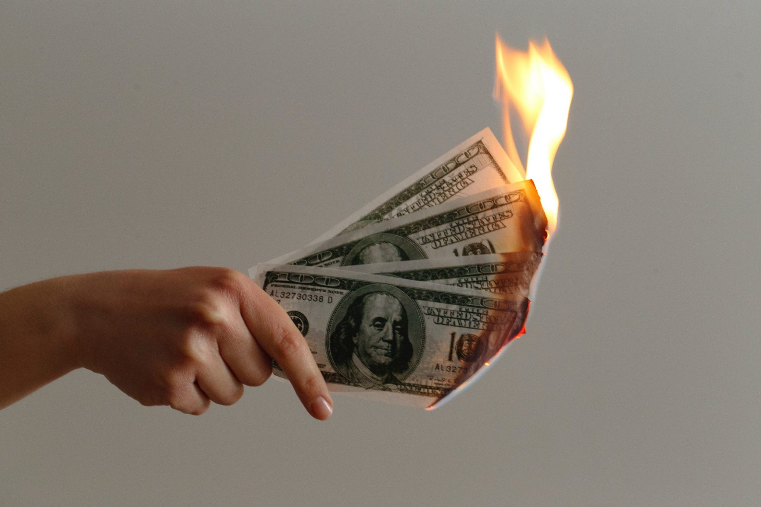 cash on fire